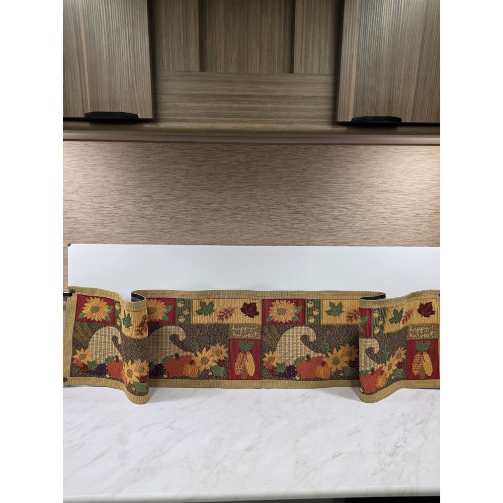 Thanksgiving Cottagecore Farmhouse Table Runner Tapestry Harvest Pumpkin